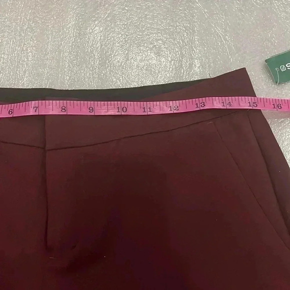 [US6]Icone Women Burgundy Rayon Blend Dress  Pant Split-hem straight-leg pant - Picture 10 of 11